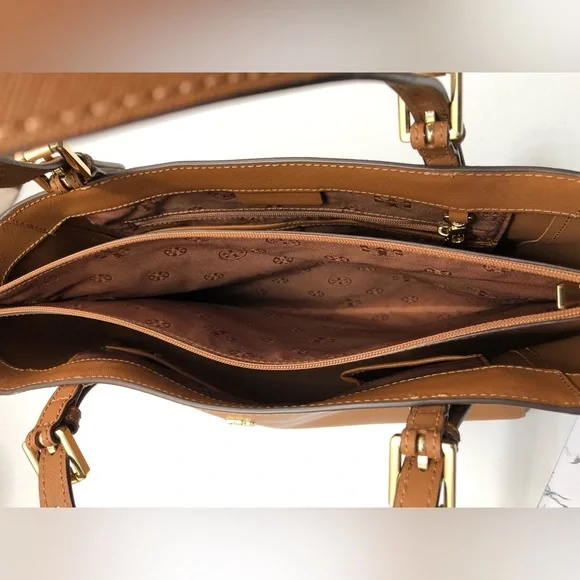 Tory Burch Emerson Handbag Tote Bag Brown Leather Ladies From Japan Used - Picture 6 of 12